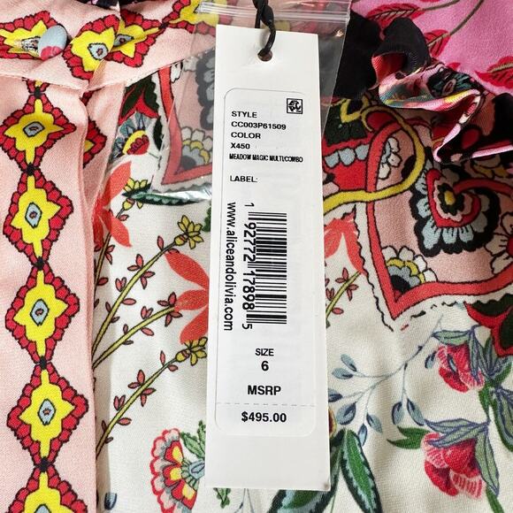 Alice and Olivia Kathy Ruffled Mini Sheath Dress Size US 6  Meadow Magic - Picture 5 of 15